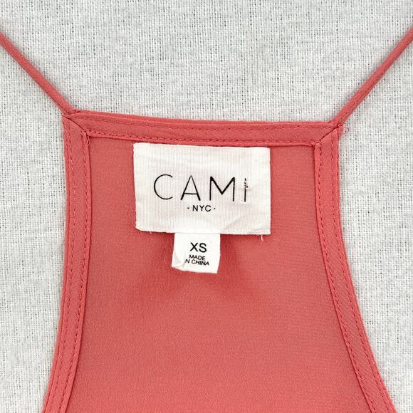 CAMI NYC Racer Silk Camisole Tank Womens XS Peach Pink Lace Trim Spaghetti Strap - Picture 8 of 13
